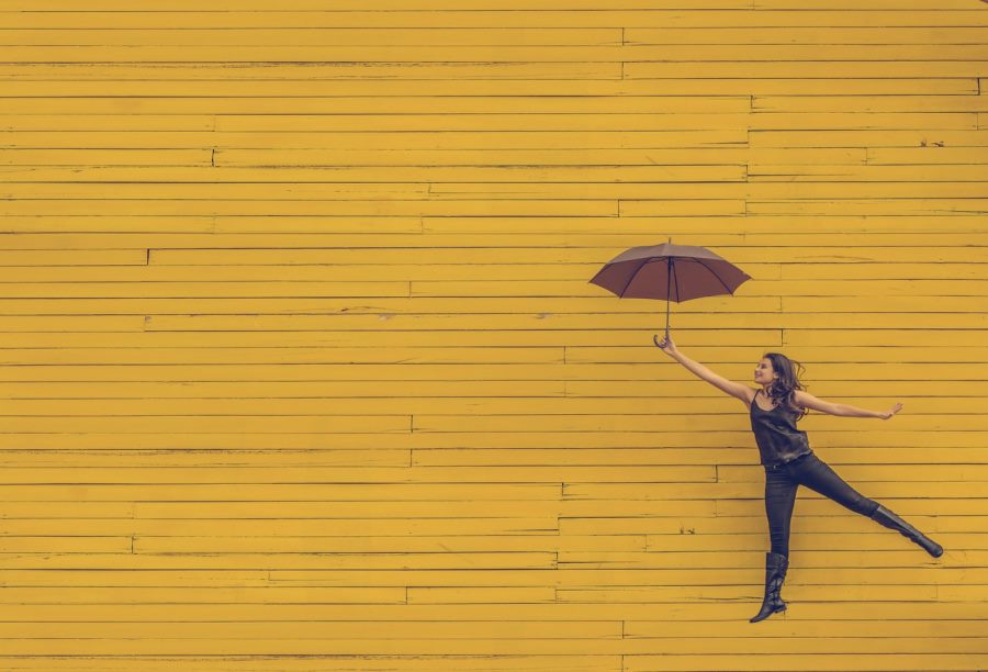 Happy woman jumping