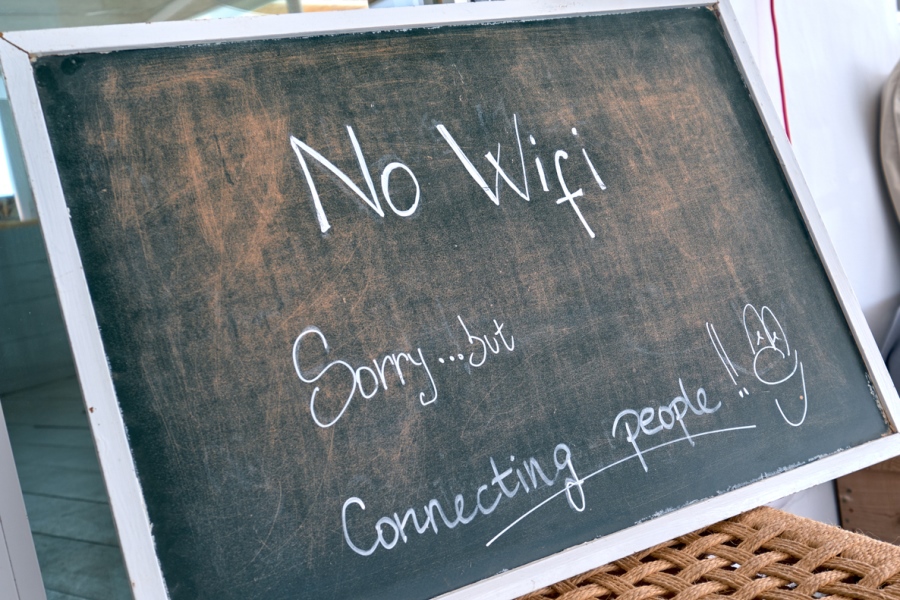 No Wifi - Connecting People Sign on Chalkboard